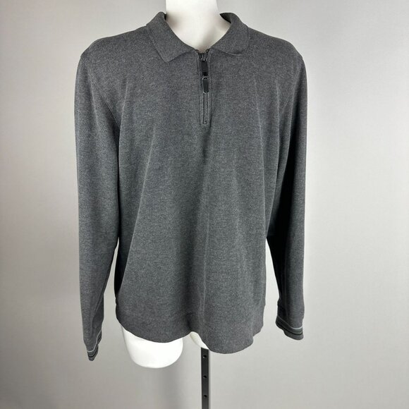 Ted Baker Newcase Long-Sleeve Polo Shirt Mens Gray 1/4 Zip Size 5 US XL - Picture 2 of 6